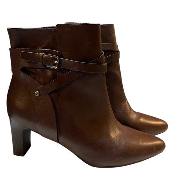 Lauren Ralph Lauren Shoes - LAUREN RALPH LAUREN Nadia Brown Leather Mid-Heel Almond Toe Ankle Boots - Sz 8.5